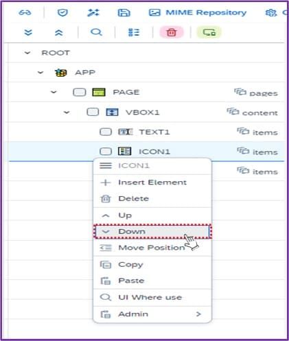 UI Object Down 이동 전 화면